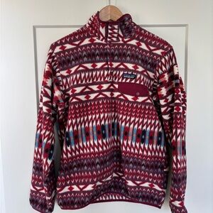Patagonia Burgundy and White Geometric Fleece